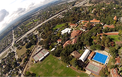 areal view of a sunset campus