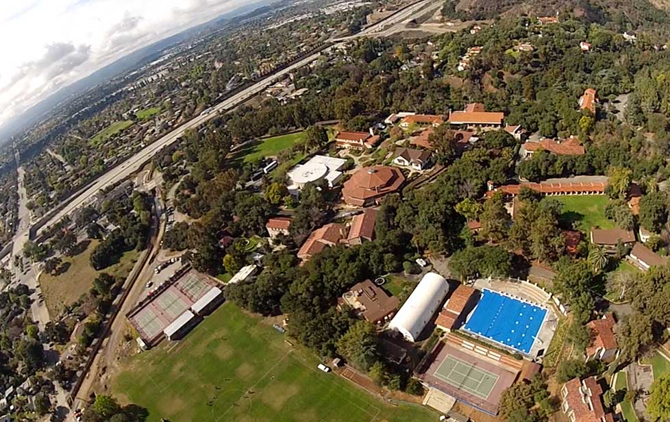 areal view of a sunset campus